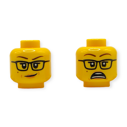 LEGO Head - 2991 Dual Sided Female Reddish Brown Eyebrows