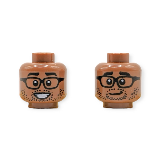 LEGO Head - 3866 Dual Sided Black Eyebrows, Glasses