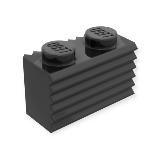 LEGO Brick Modified 1x2 - Grill / Flutet Profile Black