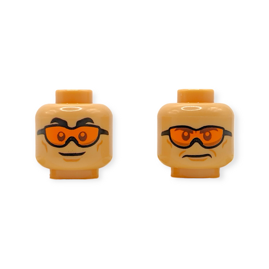 LEGO Head - 3878 Dual Sided Black Eyebrows, Cheek Lines