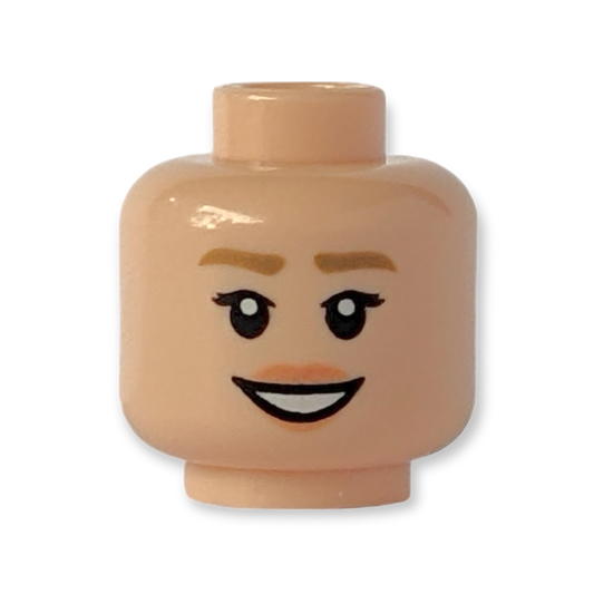 LEGO Head - 3459 Doppelseitig Dunkelbraune Augenbrauen Lippen in Nougat Lächeln mit offenem Mund und Zähnen