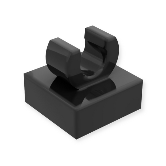 LEGO Tile Modified 1x1 with Open O Clip - in Black