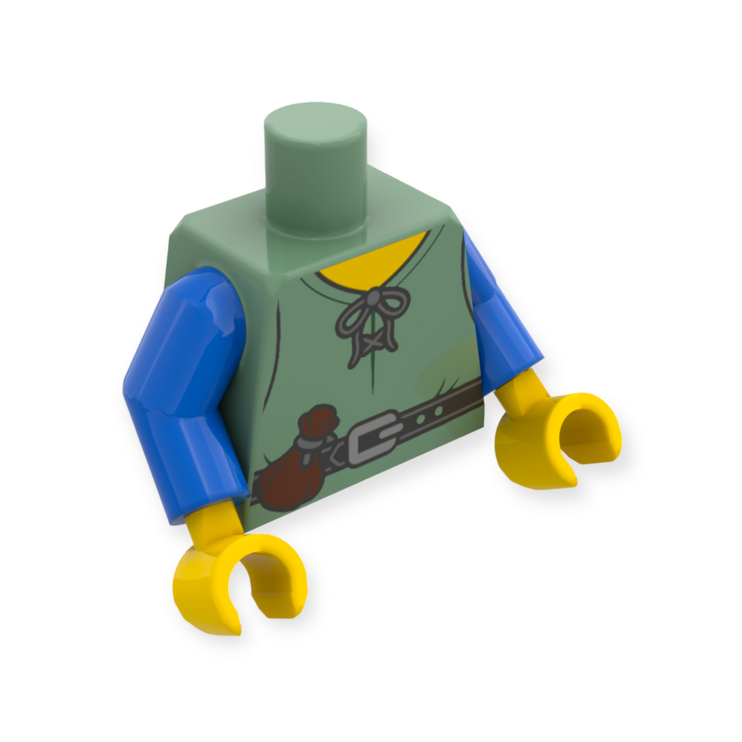 LEGO Torso - 6229 Laced Shirt Yellow Neck Black Belt Silver Buckle
