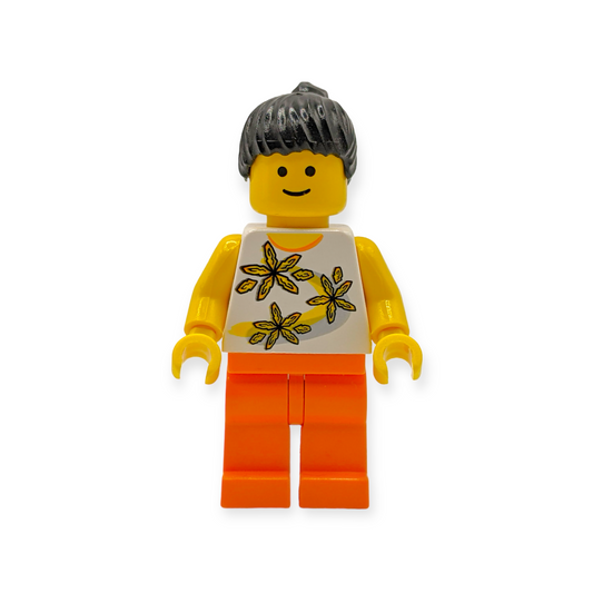 LEGO Minifigur Yellow Flowers - Black Ponytail Hair twn062