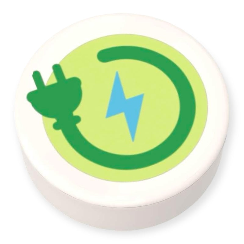 LEGO® Fliese rund 1x1 - Elektro-Zeichen / E-Auto