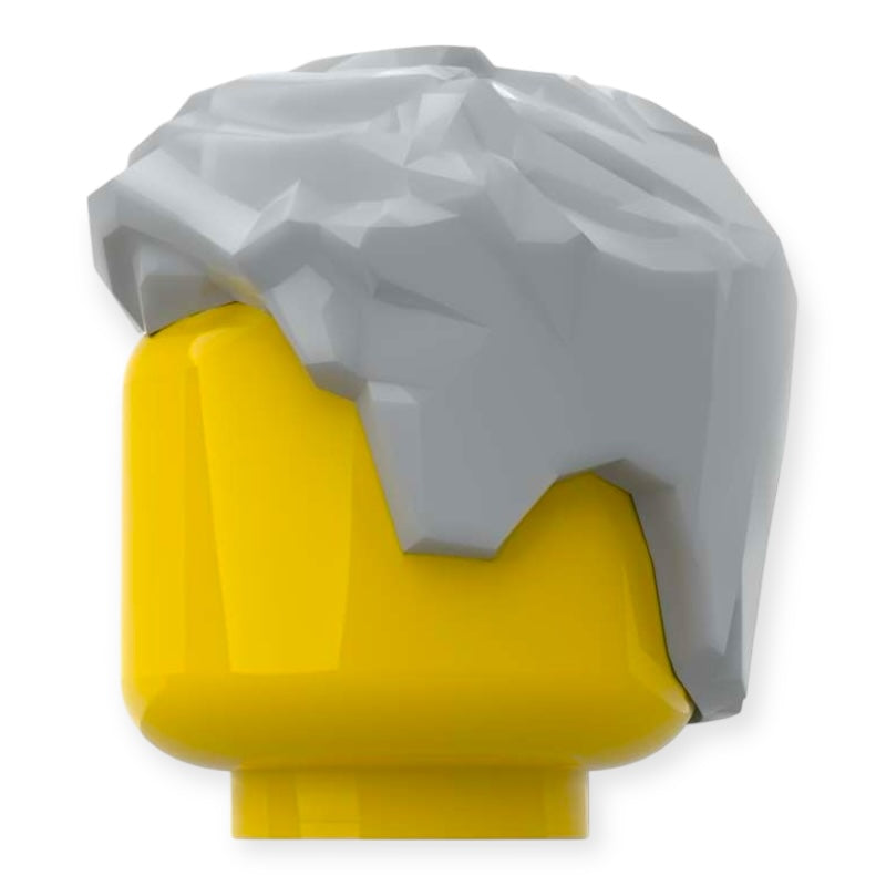 LEGO® Minifiguren Frisur Nr 105 - Nach links gekämmt zerzaust und kurzen Koteletten - Hellgrau