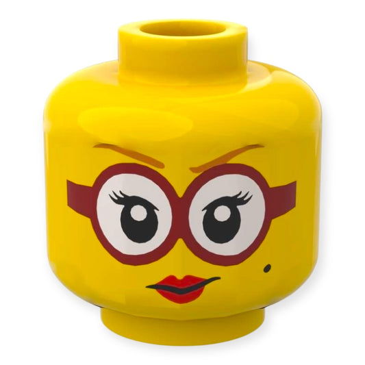 LEGO® Minifiguren Kopf 3377 - Rote Brille und Schönheitsfleck