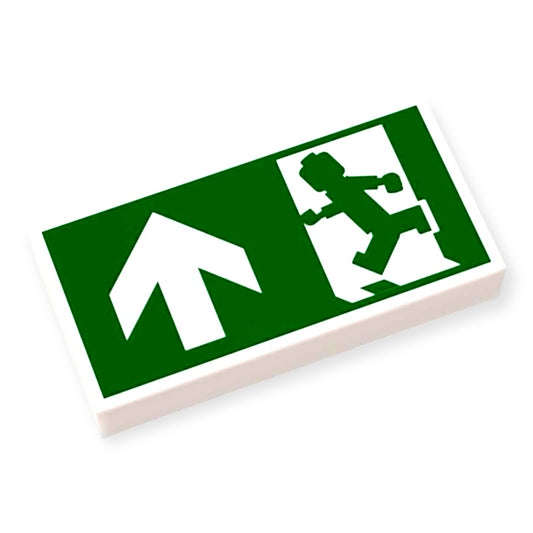 Bedruckte LEGO® Fliese 1x2 - Notausgang / Fluchtweg-Schild geradeaus