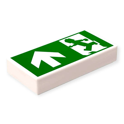 Bedruckte LEGO® Fliese 1x2 - Notausgang / Fluchtweg-Schild geradeaus