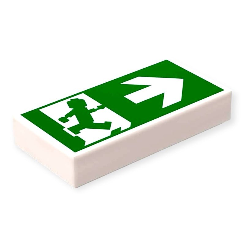 Bedruckte LEGO® Fliese 1x2 - Notausgang / Fluchtweg-Schild nach rechts