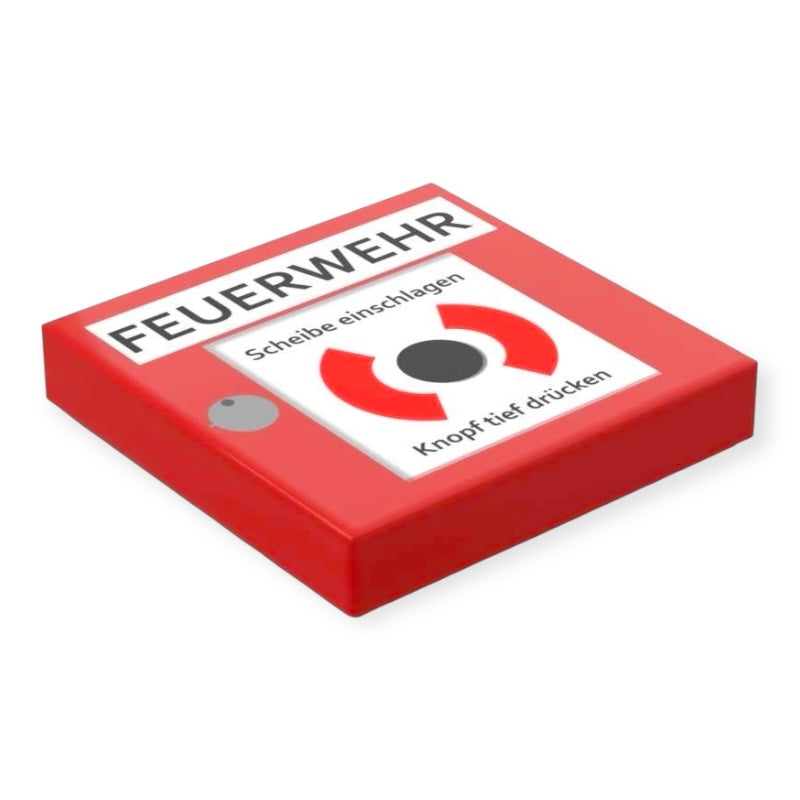 Bedruckte LEGO® Fliese 2x2 - Feuermelder / Feueralarmknopf