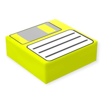 Bedruckte LEGO® Fliese 1x1 - Neon Gelbe 3,5 Zoll Diskette