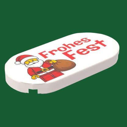 Bedruckte LEGO® Fliese Oval 2x4 - Frohes Fest