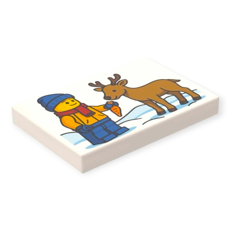 Fliese 2x3 - Rentier-Fütterung