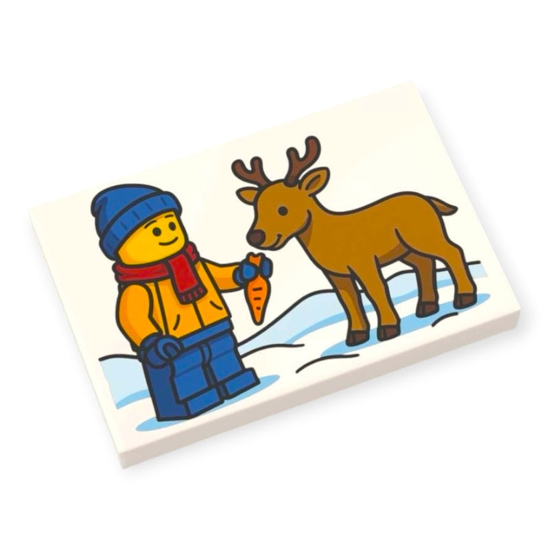 Fliese 2x3 - Rentier-Fütterung