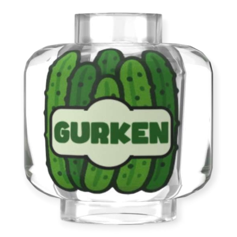 Bedruckter Transparenter LEGO® Kopf - Eingelegte Gurken
