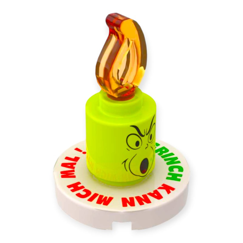 Grinch Kerze mit Untersetzer
