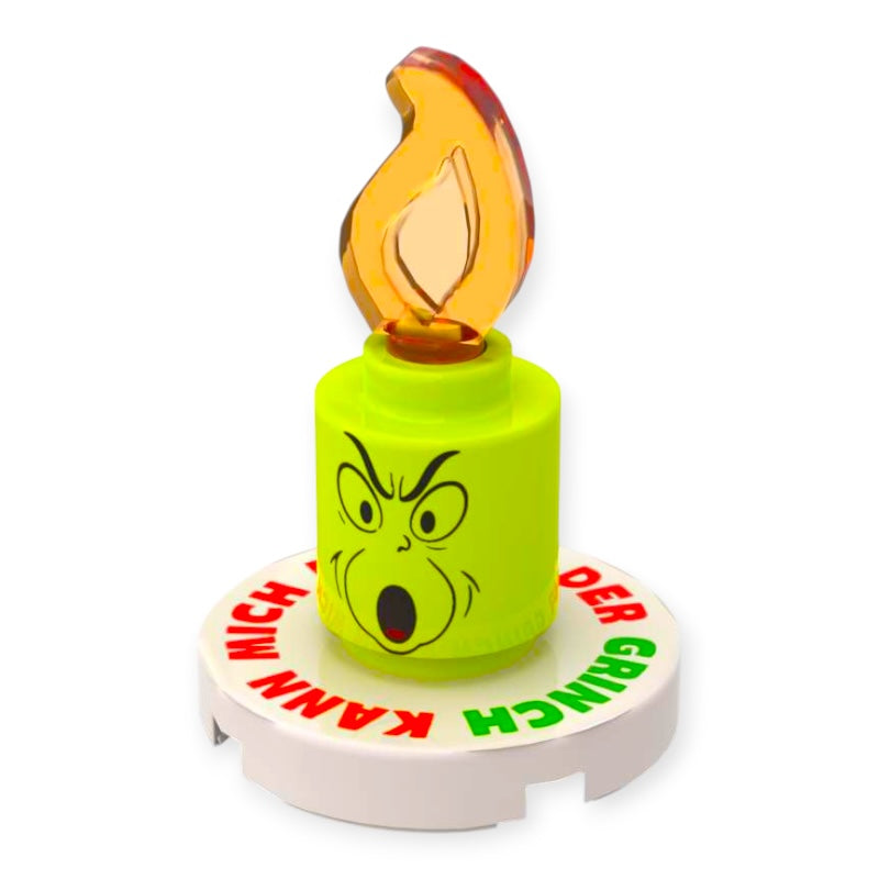 Grinch Kerze mit Untersetzer