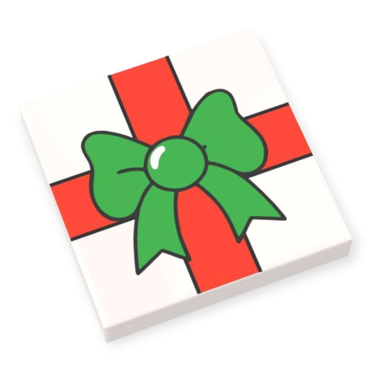 Fliese 2x2 Geschenk - Grüne Schleife / Rotes Band