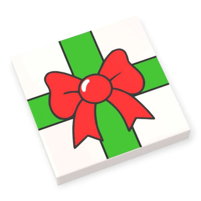 Fliese 2x2 Geschenk - Rote Schleife / Grünes Band