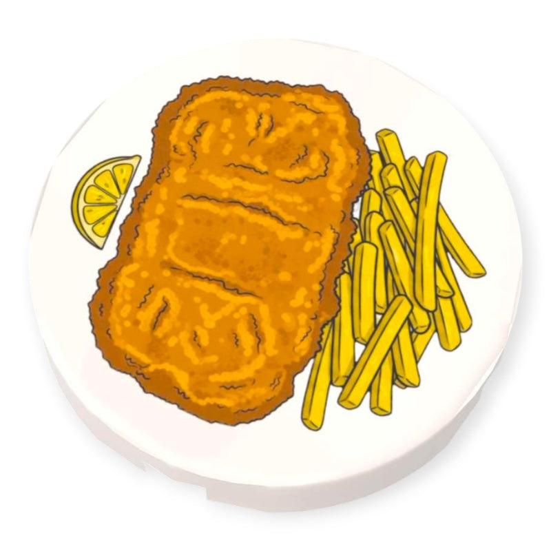 Fliese Rund 2x2 - Schnitzel mit Pommes