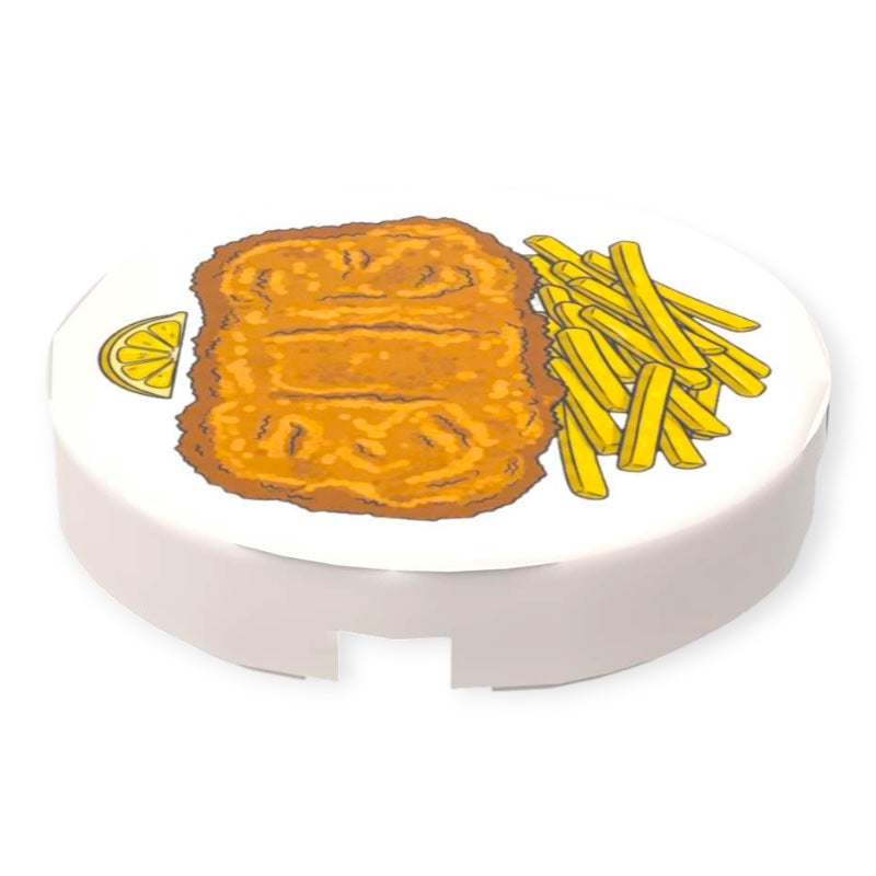 Fliese Rund 2x2 - Schnitzel mit Pommes