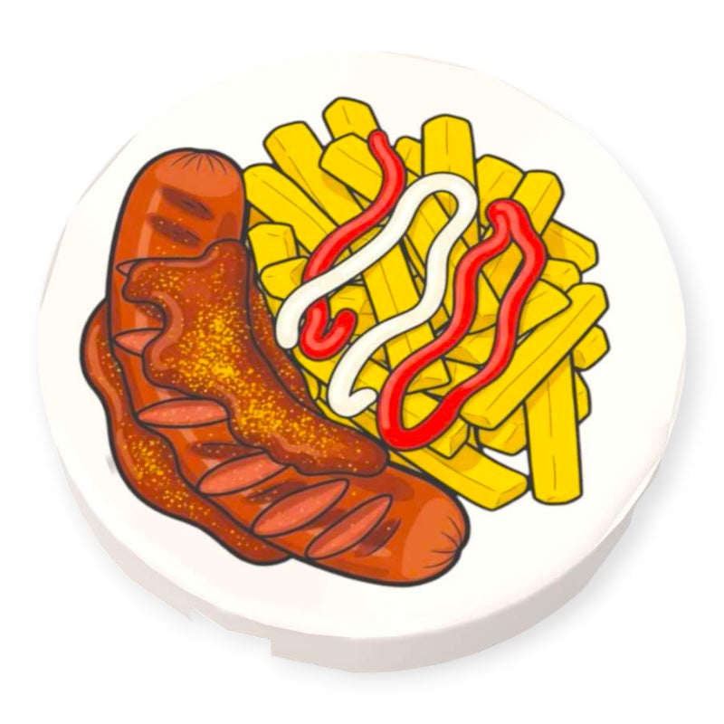 Fliese Rund 2x2 - Curry mit Pommes