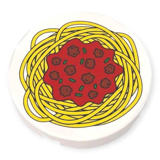 Bedruckte LEGO® Fliese Rund 2x2 - 'Spaghetti Bolognese'