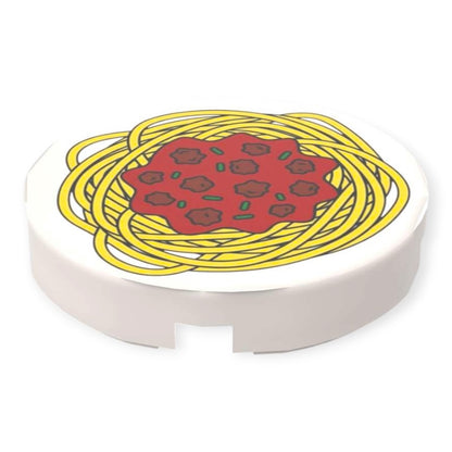 Bedruckte LEGO® Fliese Rund 2x2 - 'Spaghetti Bolognese'