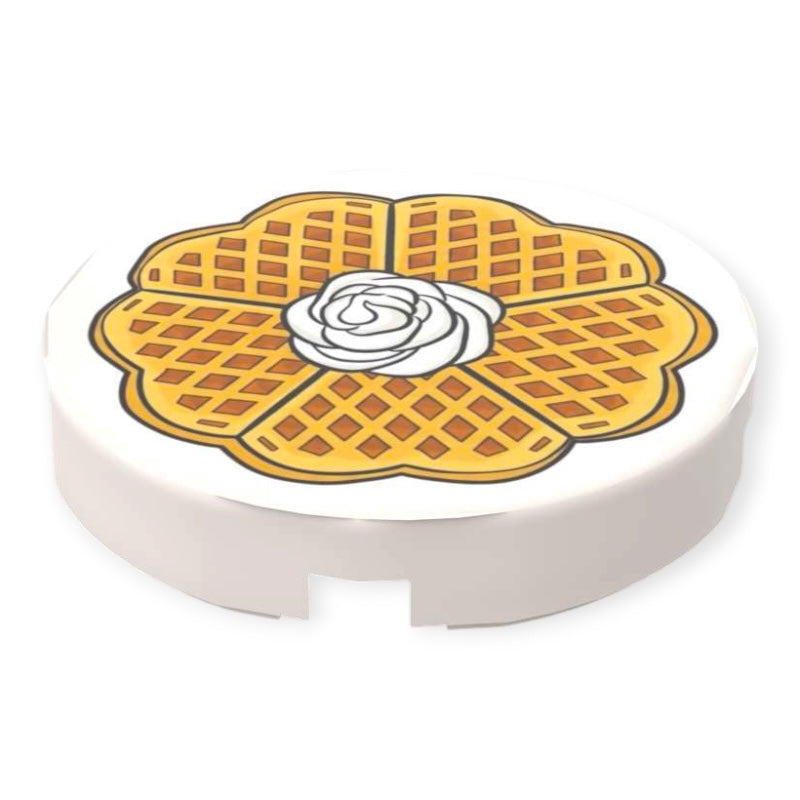 Bedruckte LEGO® Fliese Rund 2x2 - 'Waffel mit Sahne'