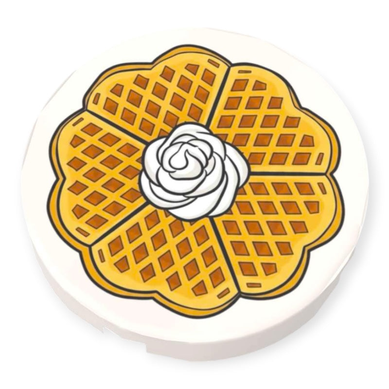 Bedruckte LEGO® Fliese Rund 2x2 - 'Waffel mit Sahne'
