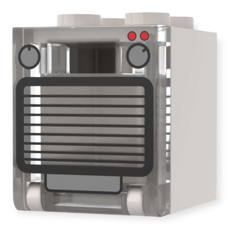 Bedruckter LEGO® Container 2x2x2 - 'Backofen' in Weiß