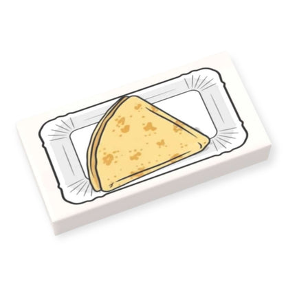 Bedruckte LEGO® Fliese 1x2 - 'Crêpes auf Pappteller'
