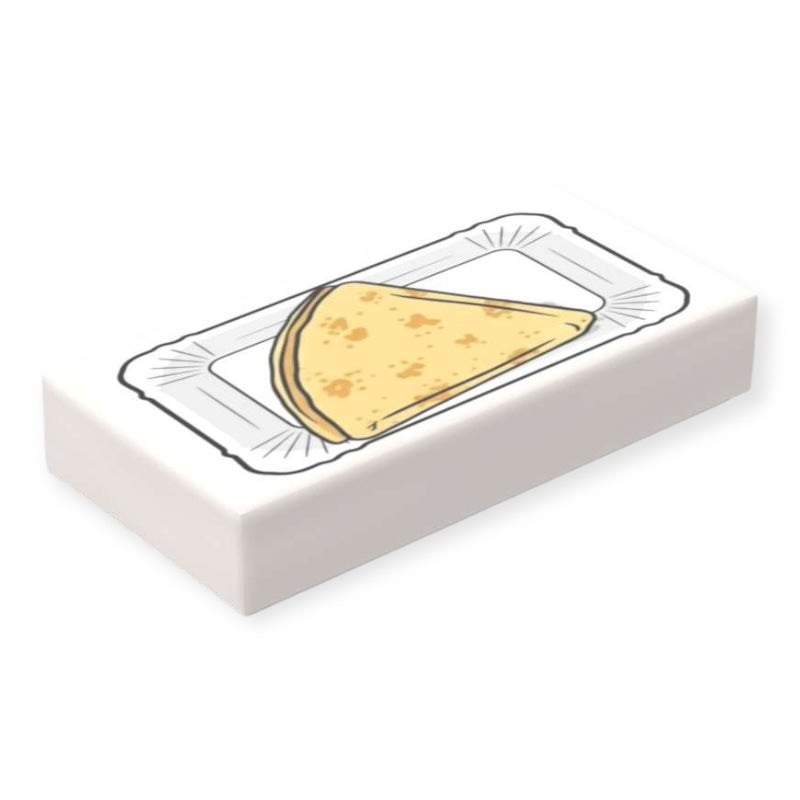 Bedruckte LEGO® Fliese 1x2 - 'Crêpes auf Pappteller'