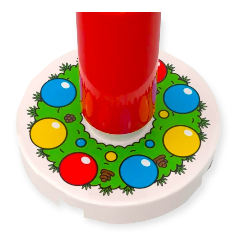 Bedruckte LEGO® Fliese 'Adventskranz bunt' mit Kerze