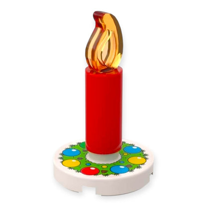 Bedruckte LEGO® Fliese 'Adventskranz bunt' mit Kerze