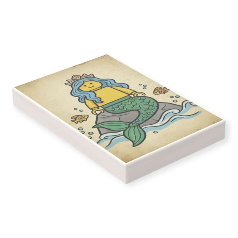 Bedruckte LEGO® Fliese 2x3 - Meerjungfrau