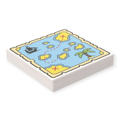 Bedruckte LEGO® Fliese 2x2 - Schatzkarte 'Über die Inseln'