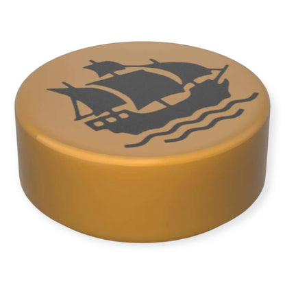 Bedruckte LEGO® Fliese Rund 1x1 - Dekotile 'Schiff'