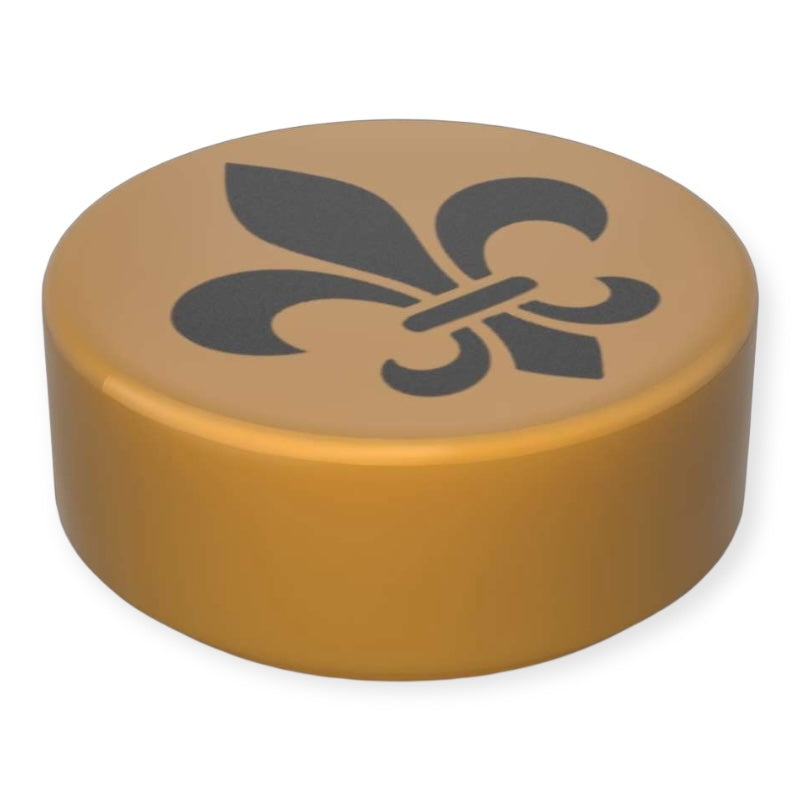 Bedruckte LEGO® Fliese Rund 1x1 - Dekotile 'Fleur-de-Lis'
