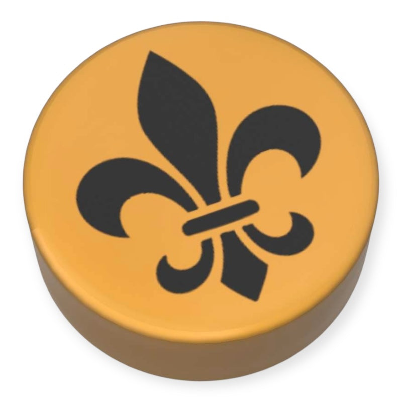 Bedruckte LEGO® Fliese Rund 1x1 - Dekotile 'Fleur-de-Lis'