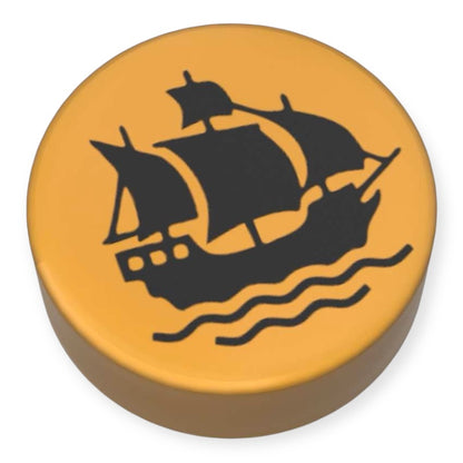 Bedruckte LEGO® Fliese Rund 1x1 - Dekotile 'Schiff'