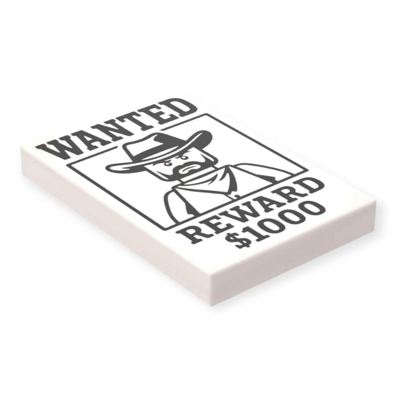 Bedruckte LEGO® Fliese 2x3 - Wild West 'Wanted'