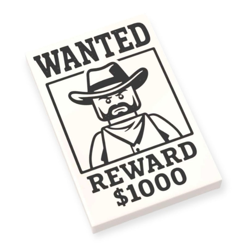 Bedruckte LEGO® Fliese 2x3 - Wild West 'Wanted'