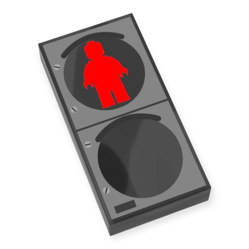 Bedruckte LEGO® Fliese 1x2 - Fussgänger-Ampel 'Rot'