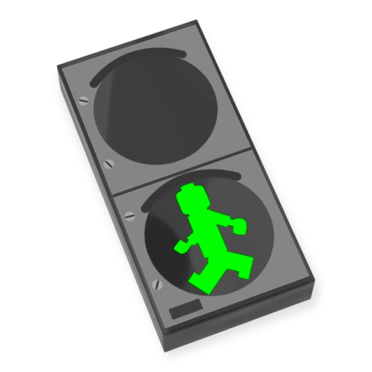 Bedruckte LEGO® Fliese 1x2 - Fussgänger-Ampel 'Grün'