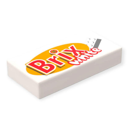 Bedruckte LEGO® Fliese 1x2 - Schokoriegel 'Brix white'