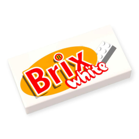 Bedruckte LEGO® Fliese 1x2 - Schokoriegel 'Brix white'