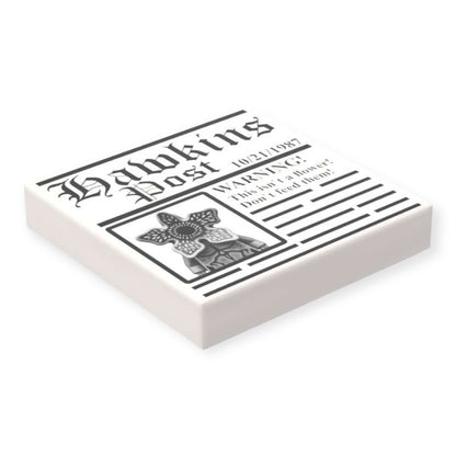 Bedruckte LEGO® Fliese 2x2 -  Zeitung 'HAWKINS POST' Warning!
