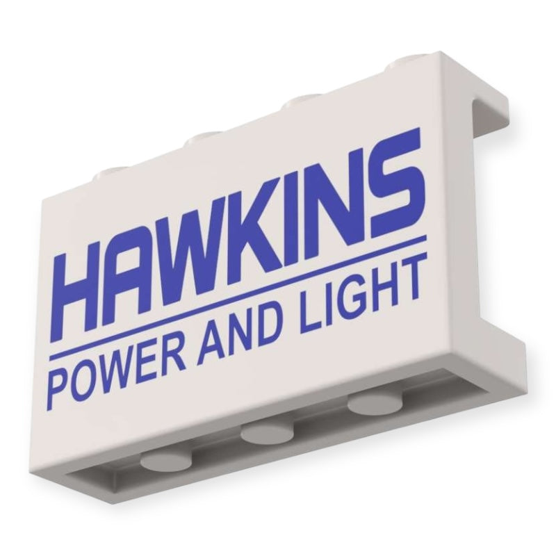 Bedrucktes LEGO® Panel 1x4x2 -  'HAWKINS POWER AND LIGHT'